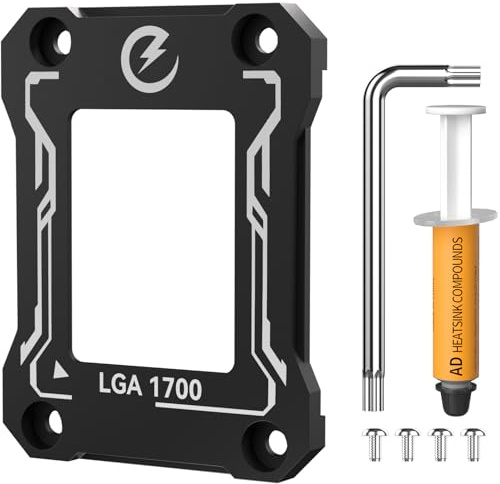 GSCOLER LGA1700 CPU Contact Frame with Thermal Paste for Intel, Black | Anti-bend support for Intel LGA1700 CPUs; CNC aluminium frame helps improve contact and thermal paste distribution