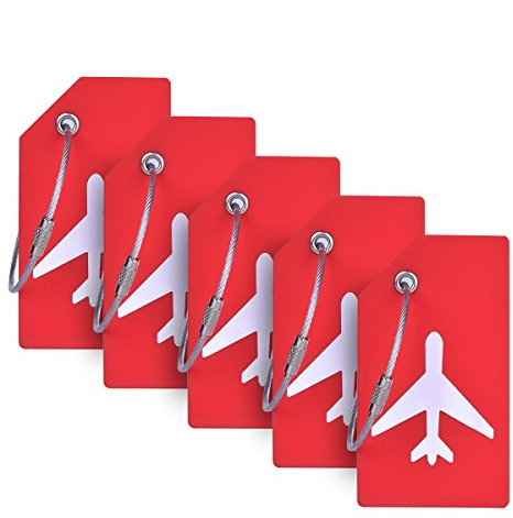 Ovener Silikon-Gepäckanhänger mit Namensausweis, perfekt zum schnellen Erkennen von Gepäckkoffern, Rot/Ausflug, einfarbig (Getaway Solids), One_Size