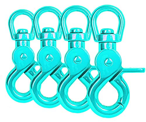 Ganzoo Scherenkarabiner-Haken mit Drehgelenk L: 60 mm, Schnappkarabiner für Hunde-Leine, 4 Stück, Wirbelkarabiner, Triggerhead für Paracord 550 Hundehalsband, legierter Stahl, Drehkopf, Farbe: Türkis