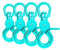 Ganzoo Scherenkarabiner-Haken mit Drehgelenk L: 60 mm, Schnappkarabiner für Hunde-Leine, 4 Stück, Wirbelkarabiner, Triggerhead für Paracord 550 Hundehalsband, legierter Stahl, Drehkopf, Farbe: Türkis