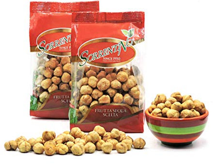 Nocciole ITALIANE - Varietà Tonde di Giffoni – OFFERTA 2 x 200g - Sgusciate - Tostate - Senza Sale - Origine Italia - SORRENTINO