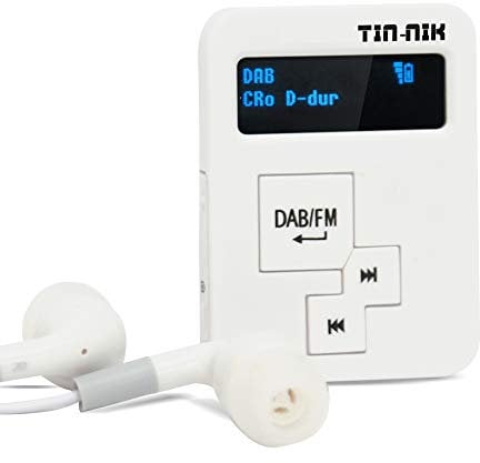 Tin-Nik DAB-398SD tragbares DAB/DAB+/UKW-Radio, digitales Taschen-RDS UKW-Mini-Radio mit wiederaufladbarem Akku, Ohrhörer, OLED-Display für Sport, Laufen, Walken, Joggen oder Radfahren