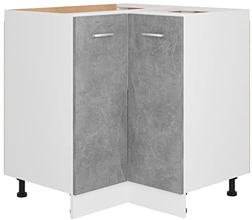 vidaXL Armoire de Plancher d'angle, Armoire de Rangement avec Étagère, Meuble de Cuisine Salle à Manger Maison Intérieur, Gris Béton Bois