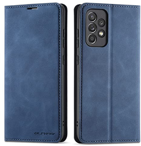 QLTYPRI Hülle für Samsung Galaxy A52 4G/5G,Handyhülle für Samsung Galaxy A52s 5G, Premium Dünne Ledertasche Handyhülle mit Kartenfach Ständer Flip Schutzhülle für Samsung A52/A52S - Blau