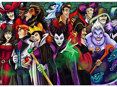 5D Diamant Malerei Bösewichte Evil Queen Maleficent Scar Gaston, DIY Diamond Painting Set Vollbohrer Stickerei Malerei Crystal Strass Stickerei Für Haus, Wand Und Eingang Dekorationen 30x40 cm