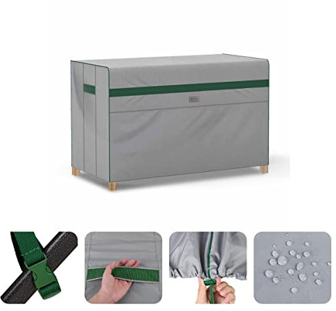 Sekey Gartenmöbel Abdeckung Wasserdicht, mit Belüftungsöffnungen, 160g/㎡ hochwertiges Polyester-Gewebe, UV-Beständiges, Winterfest Abdeckplane Schutzhülle für Gartentisch, 125x63x74cm, Hellgrau