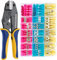 haisstronica Crimping Tool for Heat Shrink Connectors HS-8327 with 280PCS Marine Grade Heat Shrink Wire Connectors of Tinned Red Copper AWG 20-10 Electrical Ring Fork Spade Splice(3Colors/7Size)