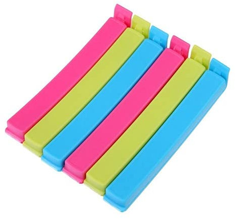 Lot de 5 pinces pour sceller les sachets de nourriture - Accessoires de cuisine - Gadget de rangement - Couleur aléatoire - Pratique et professionnel