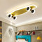 Lanekd Kinderzimmerlampe, LED Deckenlampe Wohnzimmer Modern Dimmbar 3000K-6500K Decke Hängend Jungen Kinder Schlafzimmer Deko Lampe, 32W Mini Gold Skateboard Design Deckenleuchte aus Acryl Metall