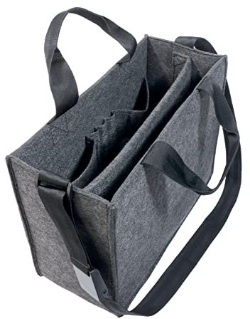 SIGEL BA411 Desk Sharing Bag Classic, Organizer für mobiles Arbeiten, absolut sicherer Stand: für Laptop bis 17,3 Zoll und Unterlagen, Synthetischer Filz, dunkelgrau, Large 50 x 15 x 28 cm