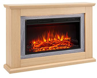 FLAMME Evora Fireplace with 47'' surround with 2kW Fireplace Heater Natural Oak Multiple Colours Available