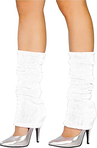 The Fancy Dress Angies Fashion Luxurious Ladies 80's Dance Plain Ribbed Leg Warmers Neon Leg warmers in Hot Pink 12 Colours (White)