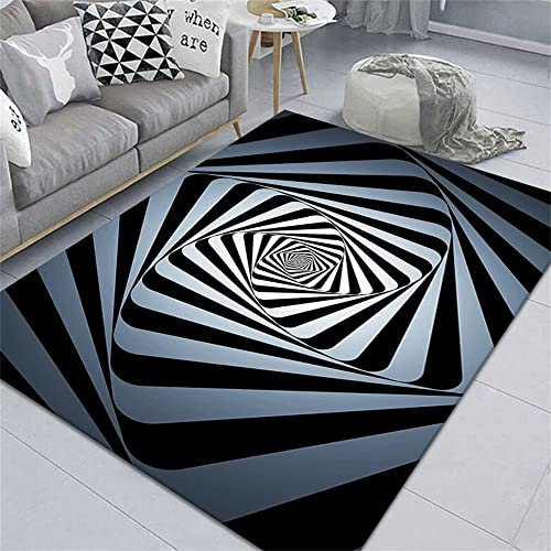 Teppich Badezimmer Auslegware Teppichboden Blau Schwarz Vision Swirl Soft Rectangle Farbecht Teppich Klein 120X170CM