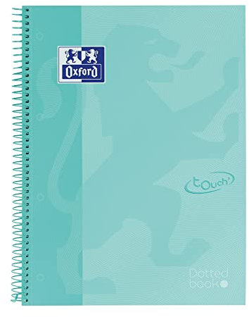 Oxford, A4+ Notizbuch, gepunktet, Bullet Journal, extra harter Einband, 80 Blatt, mikroperforiert, Europeanbook Dotbook Touch, Ice Mint Pastellfarben
