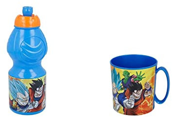 ALMACENESADAN, 4810, Pack vuelta al cole Dragon Ball; compuesto por taza microondas 350ml y botella de agua 400 ml, producto reutilizable, sin BPA