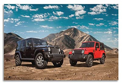 YIBIN Auto-Poster für Jeep Wrangler Schwarz und Rot Autos Poster Dekorative Malerei Leinwand Wandposter und Kunstbild Druck Moderne Familie Schlafzimmer Dekor Poster 20 x 30 cm
