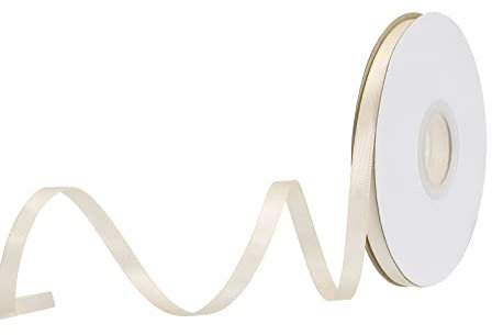 sourcing map 6 mm x 23 Meter Satinband Doppelseitige Schleifenband Polyester Geschenkband für Deko Party Hochzeit Geburtstag Trauer Geschenkverpackung Band, Beige