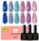 YSUVIN Smalto Semipermanente Glitterato, 6 Colori Glitter Blu Argento Oro Rosso Verde Brillante Kit, Smalto Per Soak Off UV/LED Lampada Diy Manicure Nail Art Set, 8ml