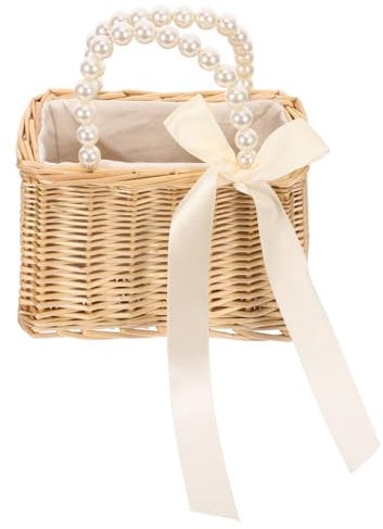 1stück Damen Strandtasche Aus Stroh Mit Perlen Tragbare Handtasche Für Urlaub Shopping Und Freizeit Modische Umhängetasche Mit Großem Stauraum Und Praktischem Design