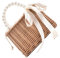 1stück Damen Strandtasche Aus Stroh Mit Perlen Tragbare Handtasche Für Urlaub Shopping Und Freizeit Modische Umhängetasche Mit Großem Stauraum Und Praktischem Design