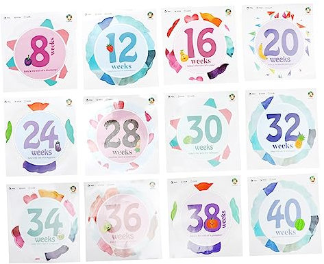 Toyvian 12st Schwangere Frauen Schießen Requisiten Baby-scrapbook-aufkleber Mutterschaftsandenken 12 Monatssticker Baby-wachstumsaufkleber Souvenir Pvc Selbstklebend Neugeboren Foto