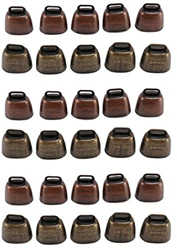 VENEKA 30 Stücke Kuh Schafe, Die Kleine Messing Glocken Weiden Lassen, Kuhglocke Retro Glocke für Pferde Schafe, Die Kupfer Weiden Lassen, Kuh Glocken Geräusch Erzeuger