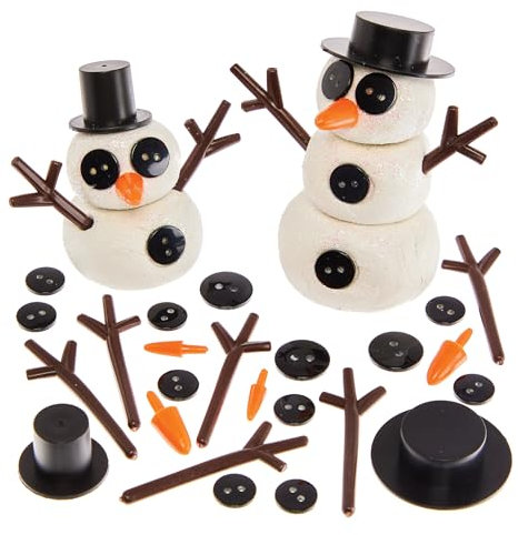 Baker Ross FX867 DIY-Schneemann-Zubehör-Set - Packung mit 120, Weihnachts-Kunsthandwerk-Deko-Sets für Kinder, Mittel