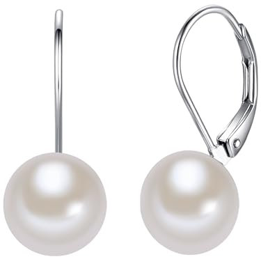 Lulu Jane Damen Ohrringe aus 925/- Sterling Silber mit button Süßwasser-Zuchtperle ca. 9-10 mm Perlenohrcreolen silber