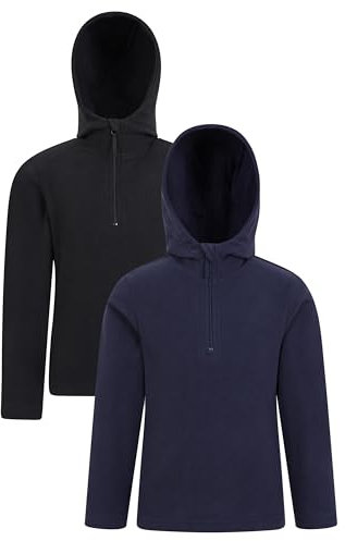 Mountain Warehouse Camber Kids Hoodie - Multipack - Anti-pill, Microfleece, Breathable, Quick Dry - Best for Camping, Outdoors, Travelling & Hiking Dark Blue Kids Size 7-8 Years