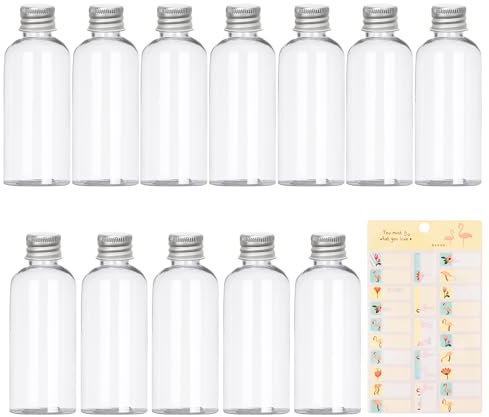 COACOM Paquete de 12 Botellas de Vino (60 ml) Con Pegatinas de Flamenco, Tapa de Jengibre, Plástico, Mini Botellas Para Alcohol, Zumo, Leche y Batidos