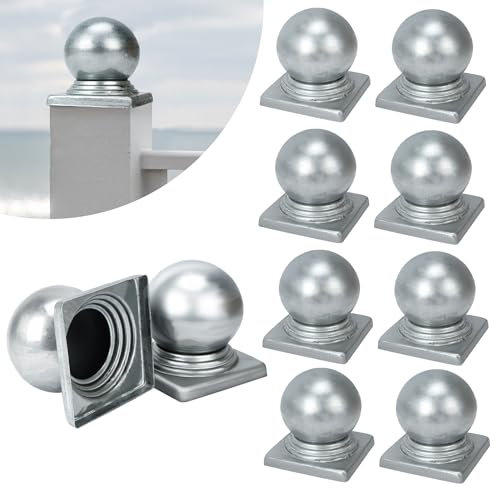aleawol 10Pcs Metal Fence Post Caps 100x100mm, Galvanised Post Cap Round Decorative Fence Post Caps Decking Post Caps Post Top Caps for Gate Posts Garden Fence Toppers