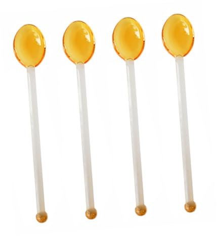 DECHOUS 4 Pcs Glass Spoon Soap Tablespoon Scoop Coffee Mixer Stick Dinner Spoon Glass Honey Spoon Bar Spoon Cocktail Mixing Spoon Kitchen Spoon Serving Spoons Salad Long Handle
