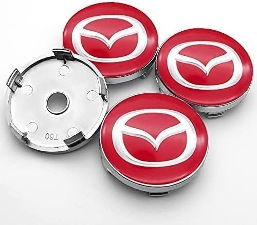 FURREN 4 Stück Nabendeckel für Mazda 2 3 6 MX5 MX30 CX3 CX8 CX9 60mm, Staubdicht Wasserdicht Anti Rost Radnabenabdeckung Radnabendeckel Felgendeckel Felgenkappen Autozubehör,D