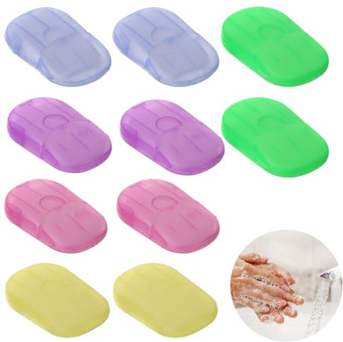 FDCGAS Seife Papier Seifenblätter - 10 pcs Boxen Papier Seife Seifenblätter Reisen Seifenblättchen Einweg Seife für unterwegs,Seifenpapier-Nachfüllbeutel,Reisen Seifenblätter für Outdoor