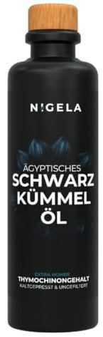Nigela BIO Schwarzkümmelöl ungefiltert - Ägyptisches Schwarzkümmel Öl mit hohem Thymochinongehalt - In Bayern hergestellt - Zertifiziertes & Laborgeprüftes Black Seed Oil - 200ml