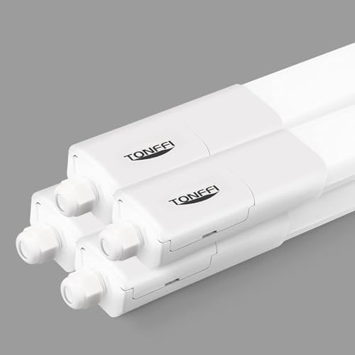 TONFFI 4 Stück LED Feuchtraumleuchte 150cm, Verknüpfbar 60W 7000LM LED Röhre, Neutralweiß 4000K Wannenleuchte Werkstattlampe Kellerlampe IP65 Wasserfest für Lager Garage Warenhaus