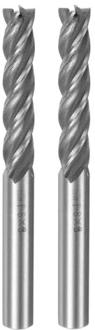 QUARKZMAN 2pcs 8 mm x 8 mm 42 mm Coupe Profondeur Hélicoïdal Grainure 4 Flûtes HSS-AL Spirale Fin Fraise Fraisage Fraise
