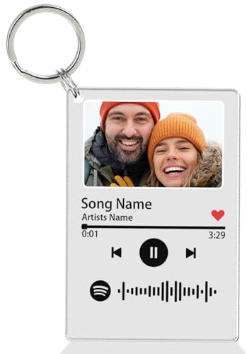 Guerity Spotify Schlüsselanhänger Plakette - Acryl Album Cover Custom Picture Keychain Mit Foto & Text - Geschenk für Hochzeitstag Valentinstag