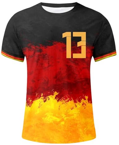 Herren T-Shirt 2024 Fußball Retro Trikot mit Nummer Fanartikel T-Shirts für Herren Kurzarm Rundhals Sommer