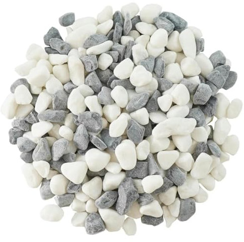 Natürliche Kieselsteine, für Garten, Blumen, Bonsai, kleiner Topf, Sukkulenten, Pflanzensteine, Aquarium-Kies, Sukkulentenvase für den Außenbereich, dekorativ, 5–8 mm, Weiß/Schwarz (100 g)