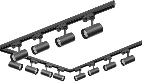 3-Phasen-Schienenset NEXTRACK - Schienensystem Komplett-Set mit 12x GU10 Lampe (Schwarz, 1m+2x2m Schiene + Verbinder L)