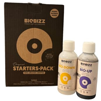 BioBizz Starters Pack + Bio Bizz ph down 250ml + Bio-Bizz ph-up 250ml | Dünger-Komplettset | Bio-Dünger | Bio pH-Regulatoren | Indoor & Outdoor Anbau | organisch