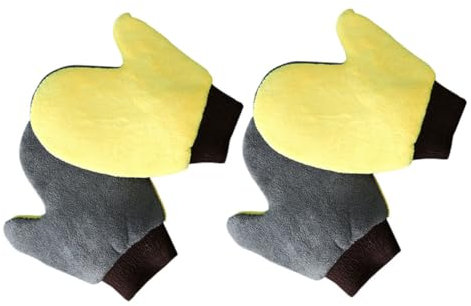 FELTECHELECTR 4stücke Teiliges Waschhandschuh Hochwertige Doppelseitige Fleece-handschuhe Sanft Zur Lackoberfläche Rutschfest Und Effizientes Autozubehör Für Gründliche Reinigung