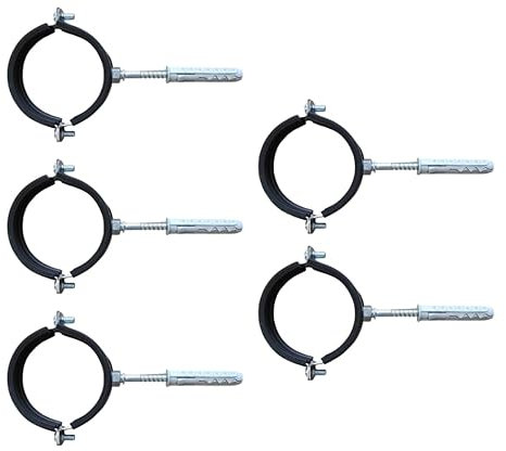 ABAZO - Lot de 5 colliers de serrage avec joint et chevilles, colliers de serrage avec joint en caoutchouc, possibilité de réglage de la pression de serrage - ((47-51) 1 1/2, noir)