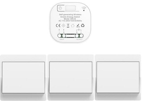 Cerhot funk lichtschalt funkschalt 230v funk lichtschalter ohne batterie set lichtschalter funk wireless light switch funkschalter batterielos funktaster funk-wandschalter für lichter (EU 1Gang 3V1 a)