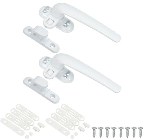PATIKIL Aluminiumlegierungsfenstergriff, 2er-Packung Fensterschloss für Dreh- und Kippfenster, interner und externer Schiebetürfenstergriff, weiß (Rechtshänder)