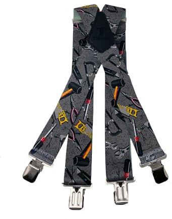 Tomahawk Heavy Duty Braces, Adjustable, Unisex Suspenders, Strong Clasp (Grey Hand Tools)