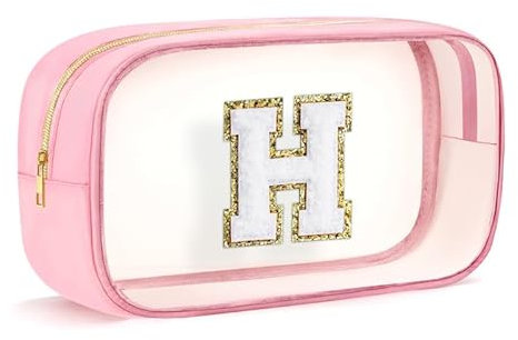 Geschenke für Mädchen Teenager - Personalisierte Transparente Kulturtasche Geburtstagsgeschenke für Teenager Kinder Damen Familie Reisetasche wasserdichte Kosmetiktasche mit Reissverschluss Rosa H