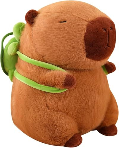 VIDSTW Capybara Kuscheltier Niedlich 23 cm Capybara Plüschtier | mit Schildkröten-Rucksack Wasserschwein Kuscheltier Kissen Weich Kuscheltier Capybara Spielzeug für Kinderspielzeug