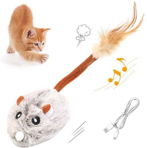 Sunshine smile Katzenspielzeug Elektrisch Spielmaus,Katzenspielzeug Mäuse,Mausspielzeug Katzenspielzeug,Spielmäuse für Katze,Interaktive Spielzeug Maus für Katzenauslauf und gegen Langeweile